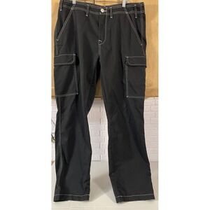 True Religion Brand Jeans Men's Baggy Cargo Pant Size 34x32 Black
